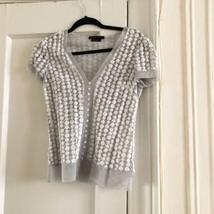 BCBG MaxAzria Faux button down and embroidered top. Like New